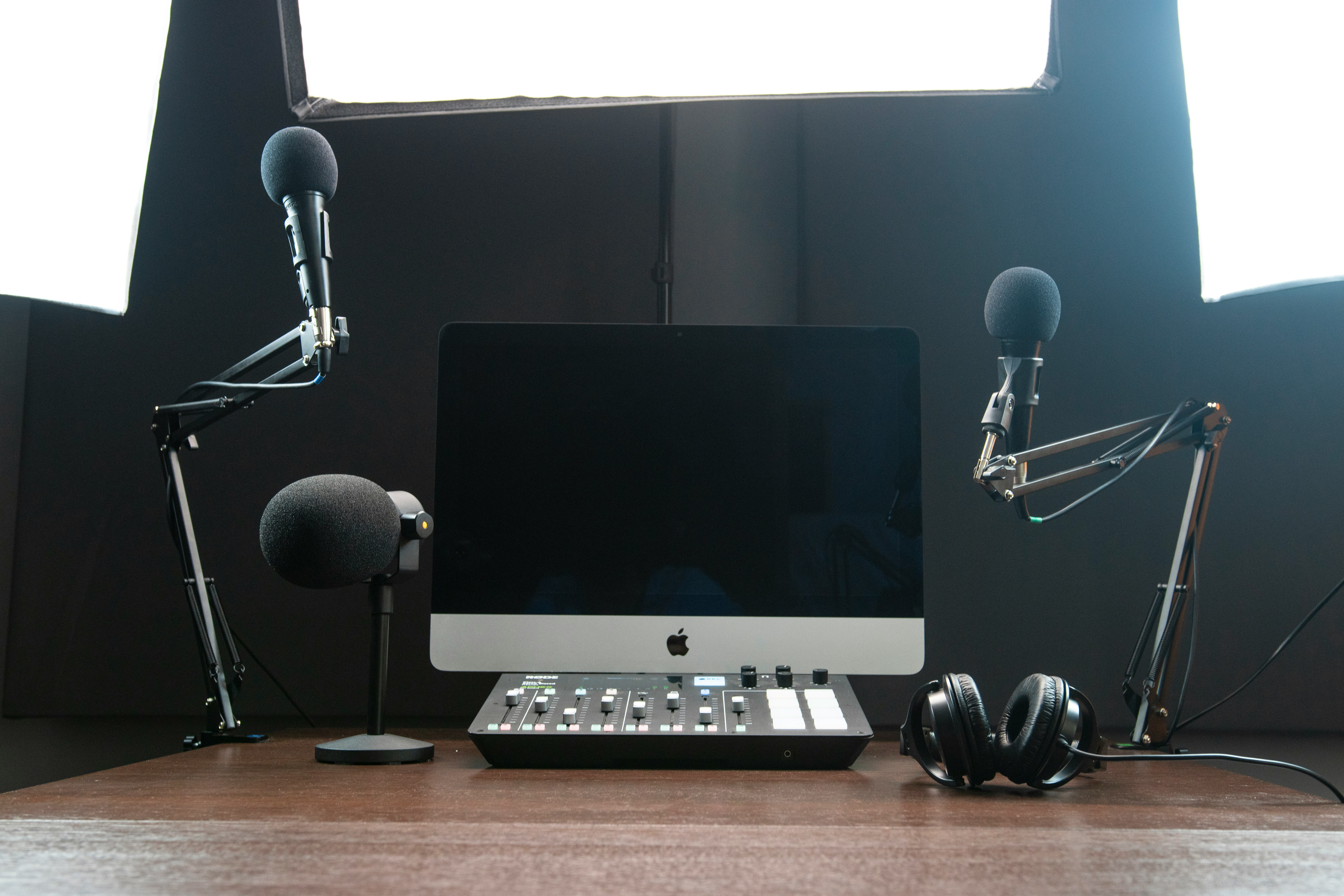 Professional podcast recording studio setup